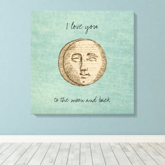 Moon Face Love Canvas Afdruk (Insitu (Houten vloer))