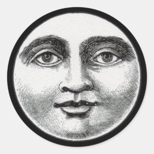 Moon Face Ronde Sticker