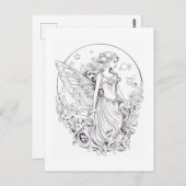 Moon Fairy kleur je eigen Briefkaart (Voorkant / Achterkant)