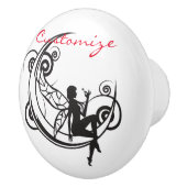 Moon Fairy Silhouette Thunder_Cove Keramische Knop (Rechts)