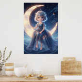 Moon Fairy Starry Night Art Poster (Cuisine)
