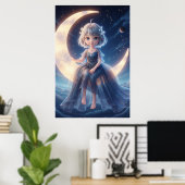 Moon Fairy Starry Night Art Poster (Bureau à domicile)