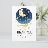 Moon Falling Stars Baby shower Bedankkaart (Staand voorkant)