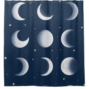 Moon Fasen Grid Hemels Patroon Ontwerp Douchegordijn