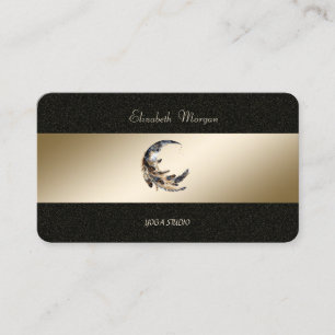 Moon Feather Goud Zwart Yoga Studio Visitekaartje