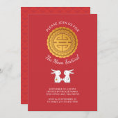 Moon Festival Mooncake Rabbit Invitation (Devant / Derrière)