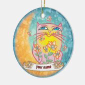 Moon Flowers Cat Keramisch Ornament (Links)