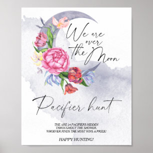 Moon Flowers Fopspeen jacht baby shower spel Poster