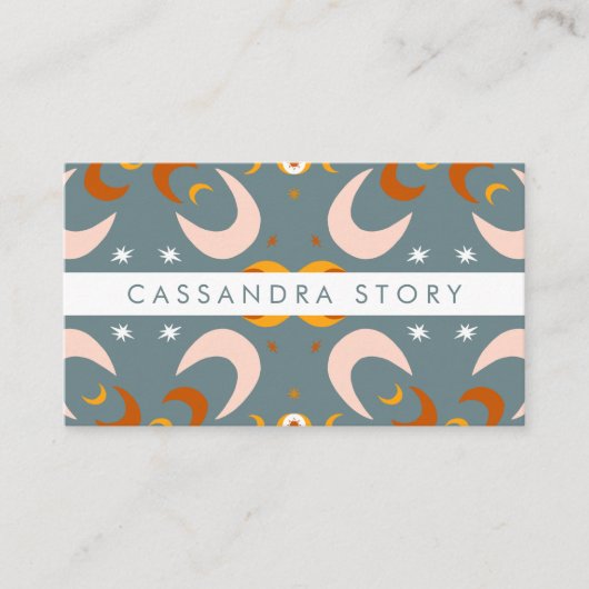 Moon Flowers Modern Pattern Visitekaartje (Voorkant)