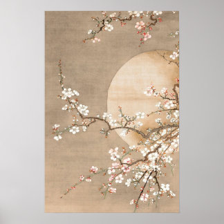 Moon Flowers Roze Neutraal  Schilderij Poster