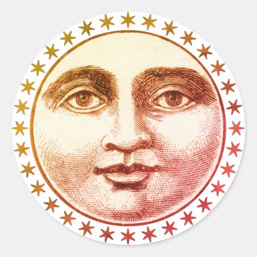Moon Gezicht En Sterren Gift Seal Sticker (Voorkant)