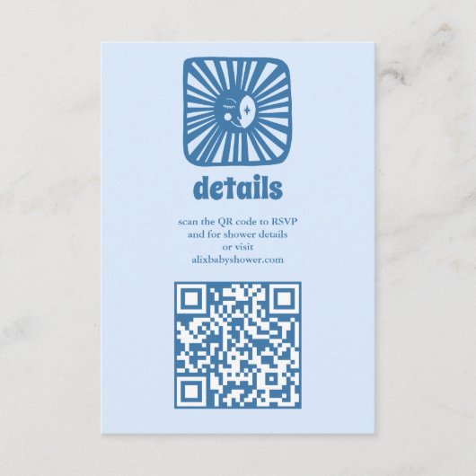 Moon Glow Boho Modern Schattige Aangepast QR-Baby Informatiekaartje (Voorkant)