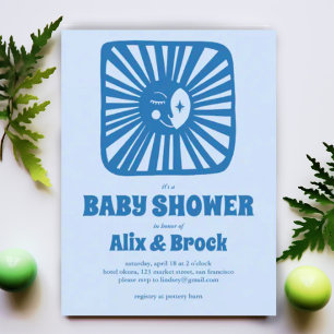 Moon Glow Boho Modern Schattige Baby shower op maa Uitnodiging Briefkaart