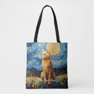 Moon Glow Cat Midnight Muse gepersonaliseerd Draagtas