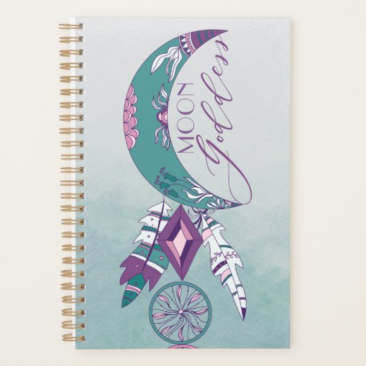 Moon Goddess Blauwgroen Boho Dreamweaver Gypsy Des Planner (Voorkant)