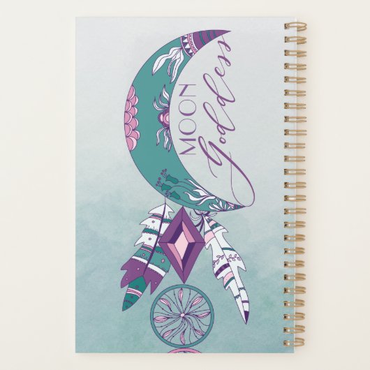 Moon Goddess Blauwgroen Boho Dreamweaver Gypsy Des Planner (Achterkant)