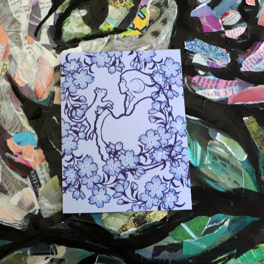 Moon Goddess Cat Witch Blues Briefkaart