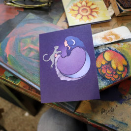 Moon Goddess Cat Witch Briefkaart