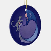 Moon Goddess Cat Witch Keramisch Ornament (Rechts)
