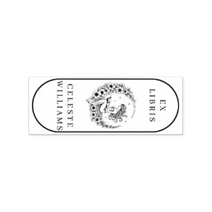 Moon Goddess Flower Moon Ex Libris Stamp Rubberstempel