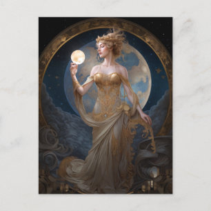 Moon Goddess Queen Fantasy Art Briefkaart