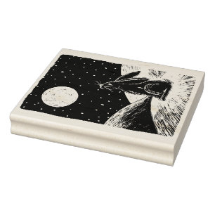 Moon hare in de sneeuw 	rubberstempel