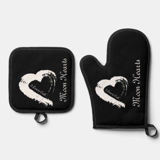 Moon Heart Pot Holder Ovenwant & Pannenlap Set (Voorkant)