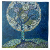 "Moon in Bloom" (schilderij) Tegeltje (Voorkant)