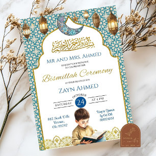 Moon Islamitische Jongen Bismillah Ceremonie Kaart