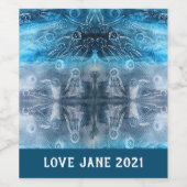 Moon jellyfish batik print wijn etiket (Enkel label)