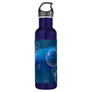 Moon Jellyfish bij gebubloed zee Waterfles