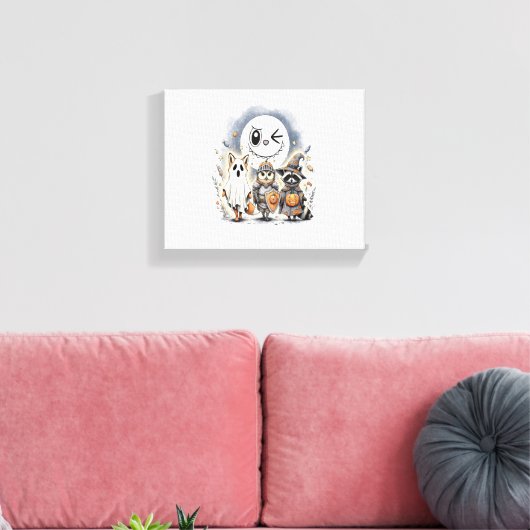 Moon Knight Raccoon Halloween Canvas Afdruk (Insitu (Woonkamer))