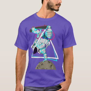 Moon Landing Synthwave Vaporwave Skateboarding Ast T-shirt