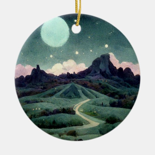 Moon Landscape Fantasy Keramisch Ornament (Voorkant)