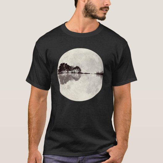 Moon Light Guitar Natuur Design T-shirt (Voorkant)