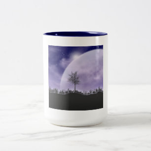 Moon Light Stars Sky Trees grillig personaliseren Tweekleurige Koffiemok