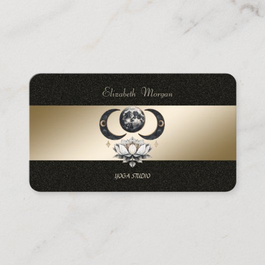 Moon Lotus Gold Black Yoga Studio Carte de visite (Devant)