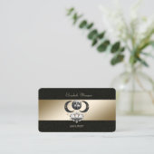 Moon Lotus Gold Black Yoga Studio Carte de visite (Debout devant)