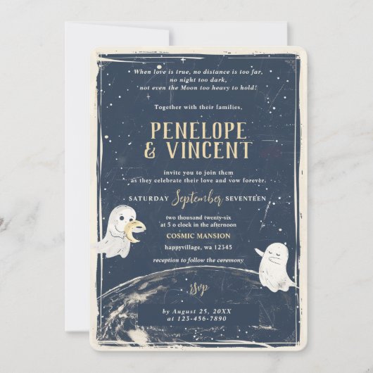 Moon Love Faire-part de mariage (Devant)