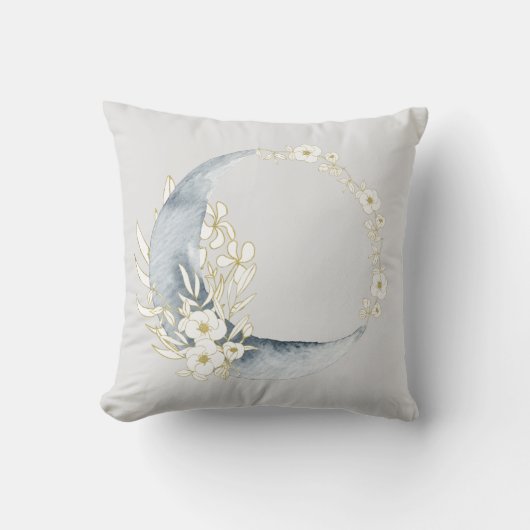 Moon Magic Crescent Moon & Floral Pattern Kussen (Voorkant)