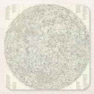 Moon Map Vierkante Kartonnen Onderzetter
