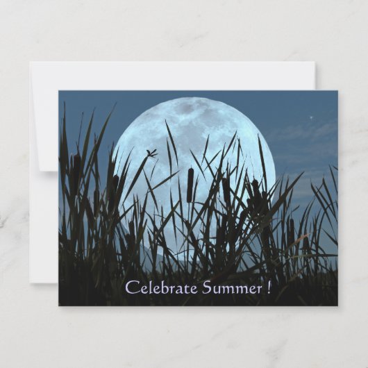 Moon, Marsh en Dragonfly Summer Party Invitation Kaart (Voorkant)