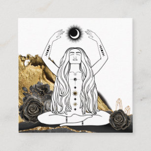 *~* Moon Meditation Luna Roos Goddess Black Gold  Vierkante Visitekaartje