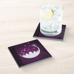 Moon met Mosque Silhouette - Glass Onderzetter