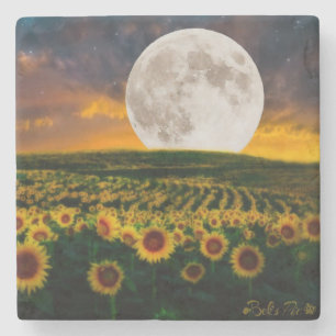 Moon met Onderzetter op zonnebloemen
