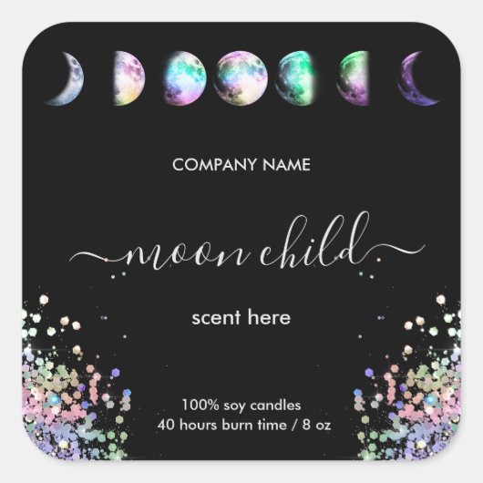 Moon Mystic Intension Celestial kristal Vierkante Sticker (Voorkant)