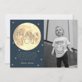 Moon Navy Blue Boy Photo Carte de remerciements d' (Devant)