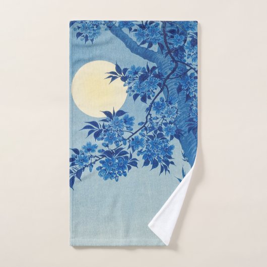 Moon Night Evening Tree Blue Moonlit Bad Handdoek (Handdoek)