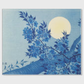 Moon Night Evening Tree Blue Moonlit Cadeaupapier (Vlak)
