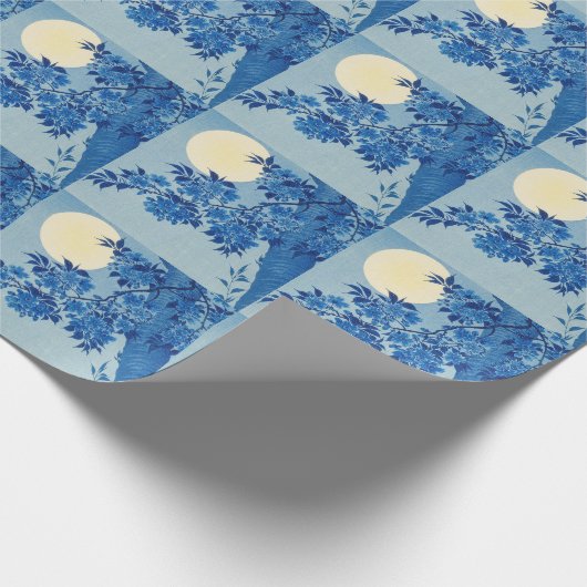 Moon Night Evening Tree Blue Moonlit Cadeaupapier (Hoek)